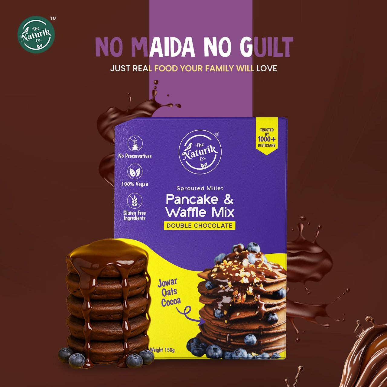 The Naturik Co. Millet Pancake & Waffle Mix | High Protein, Fiber I No Maida No Sugar