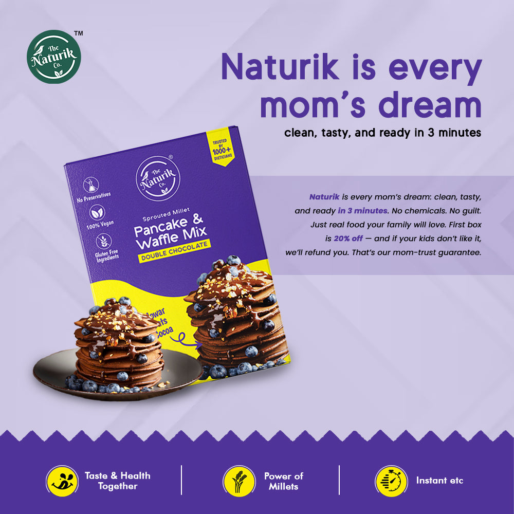 The Naturik Co. Millet Pancake & Waffle Mix | High Protein, Fiber I No Maida No Sugar