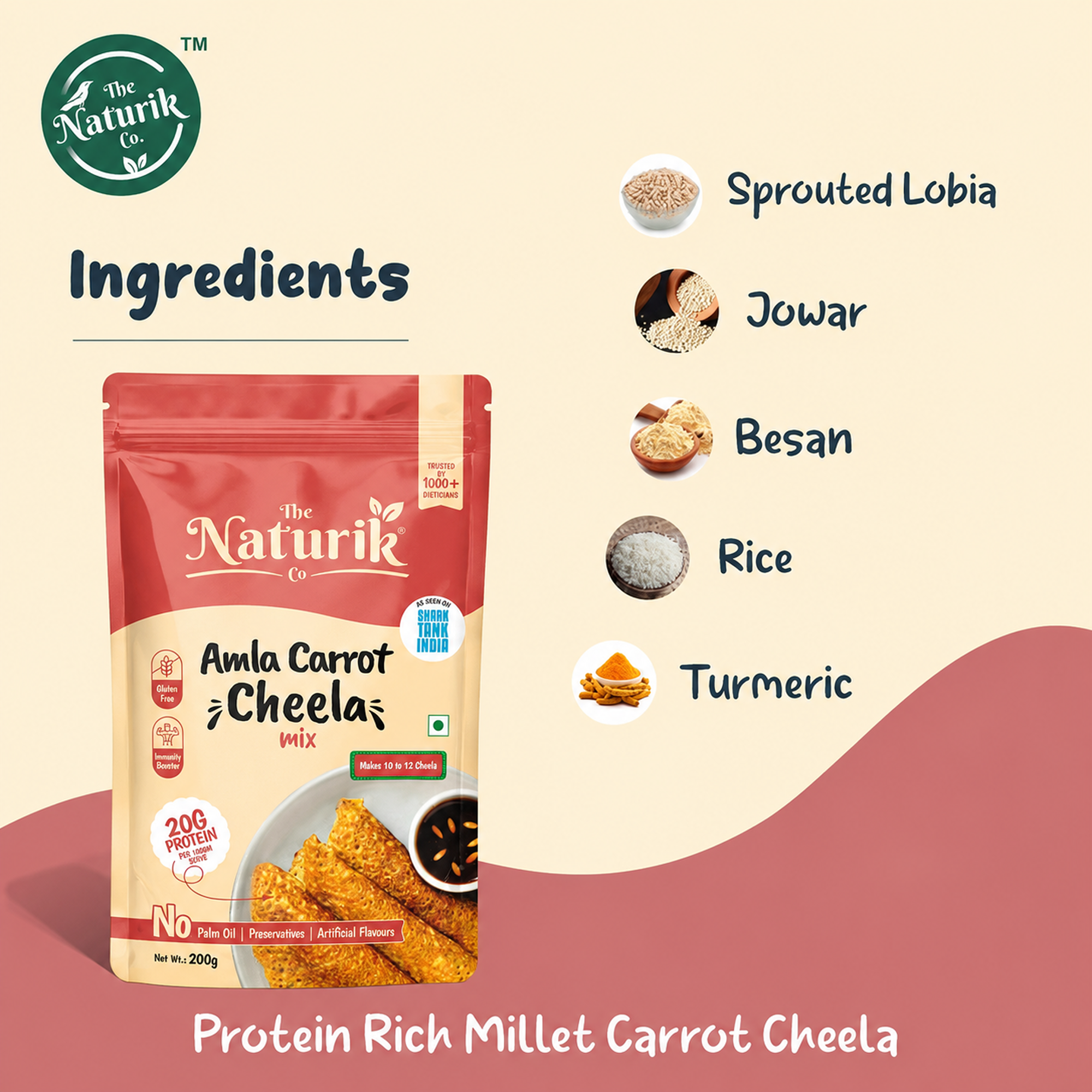 Amla Carrot cheela - Protein Chilla Mix