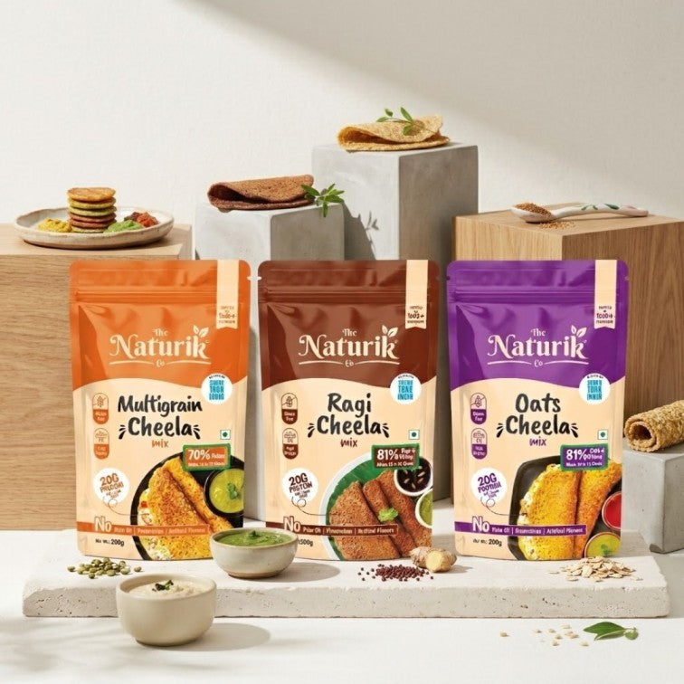 Oats Cheela, Ragi Cheela & Multigrain Cheela Mix Combo (Pack of 3) - 200g each