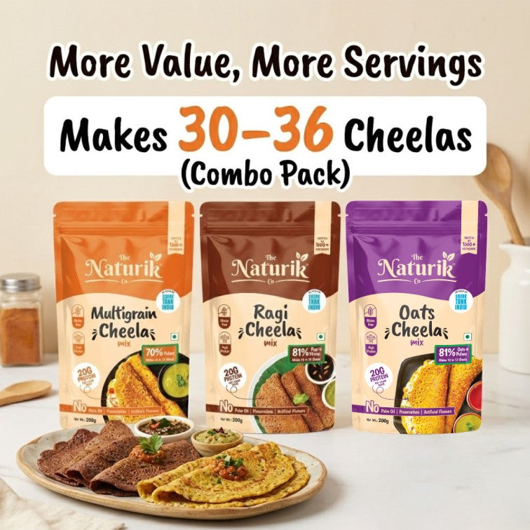 Oats Cheela, Ragi Cheela & Multigrain Cheela Mix Combo (Pack of 3) - 200g each
