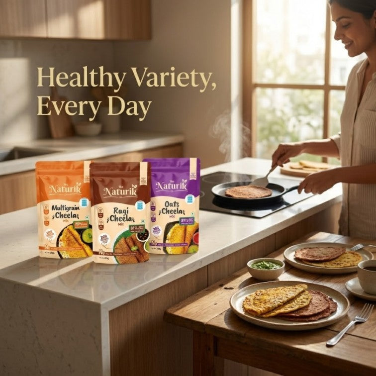 Oats Cheela, Ragi Cheela & Multigrain Cheela Mix Combo (Pack of 3) - 200g each