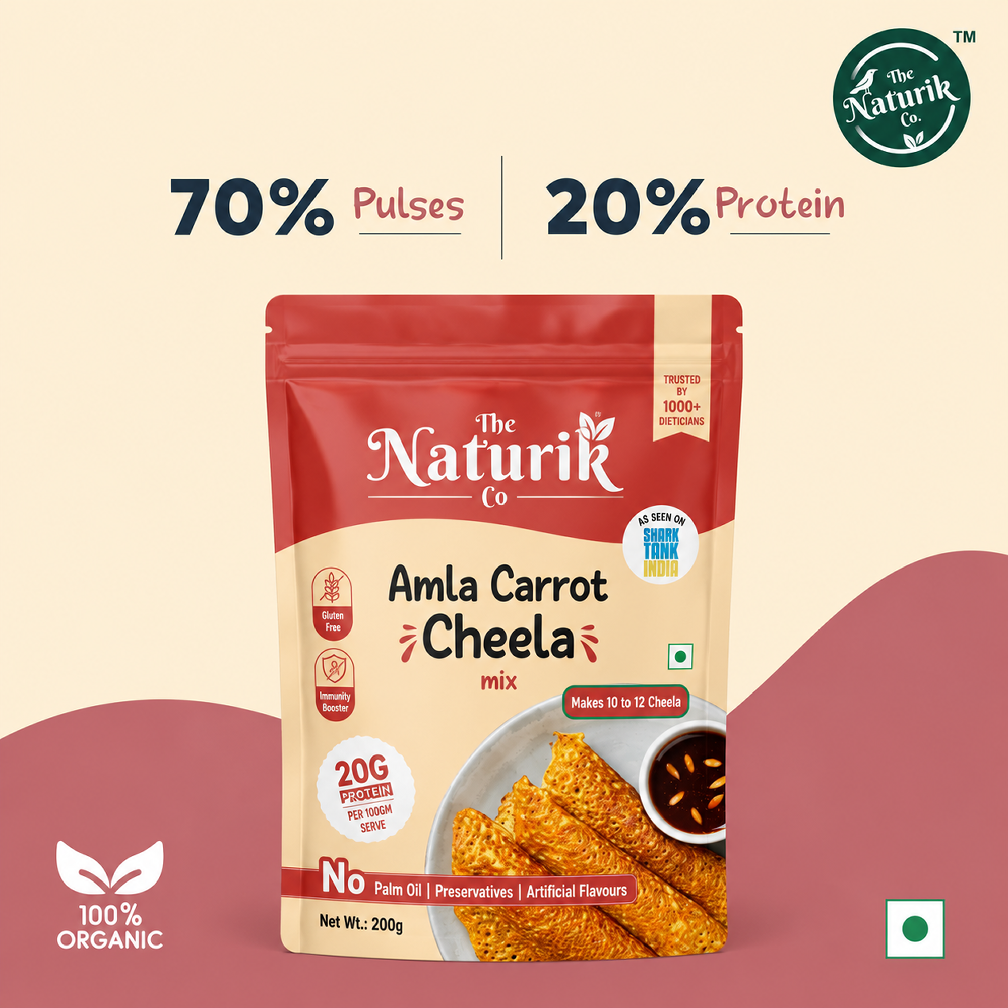 Amla Carrot cheela - Protein Chilla Mix