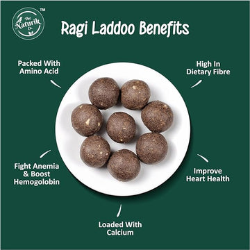 Hand Rolled Ragi Laddoos, Made with Brown Sugar, Cow Ghee, Almonds and Jaggery