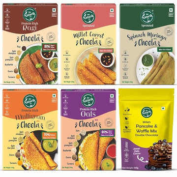 The Naturik Co Healthy Breakfast Combo Pack of 6 Cheela 5 Packs and Pan Cake 1 Pack