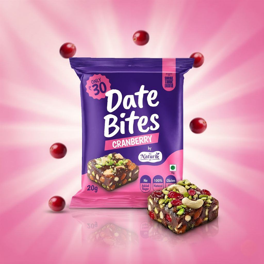 Date Bytes - Cranberry Almond Bytes Pack of 10 (20g each)
