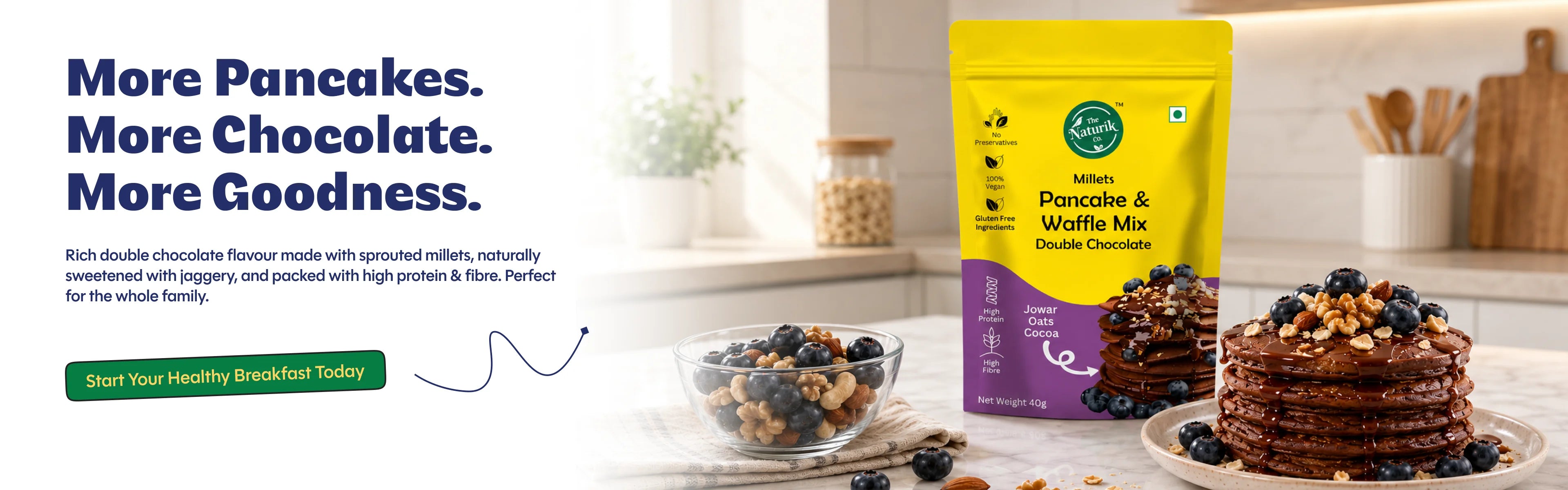 Millet Pancake & Waffle Mix 150g – Double Chocolate