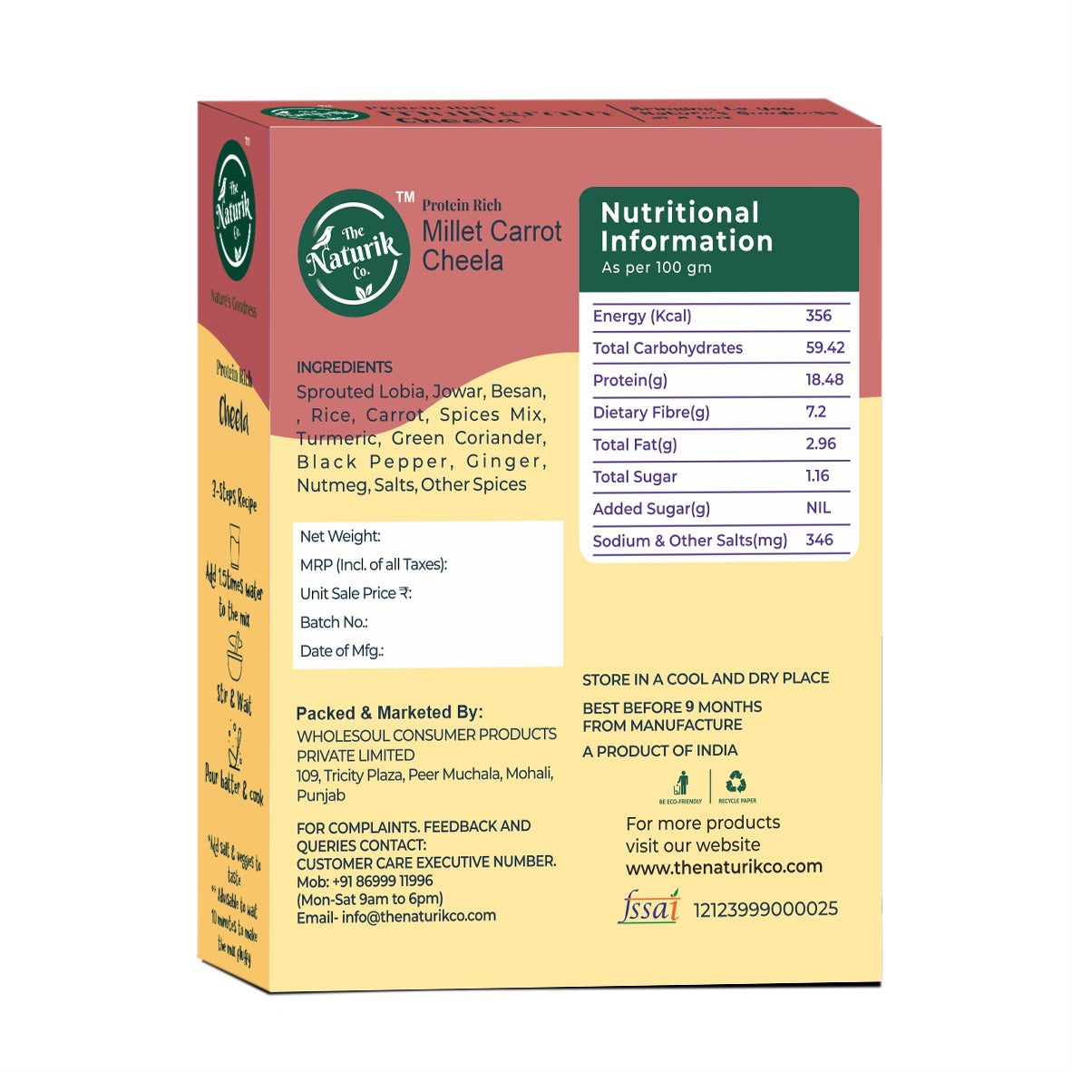 Millet carrot cheela (Back)