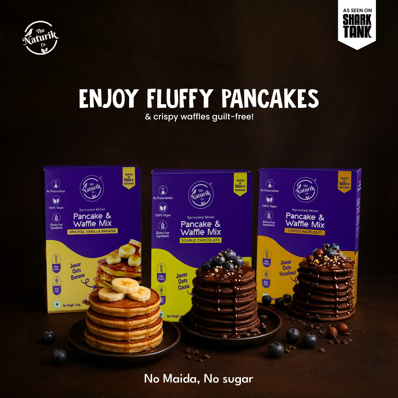 The Naturik Co. Millet Pancake & Waffle Mix | High Protein, Fiber I No Maida No Sugar