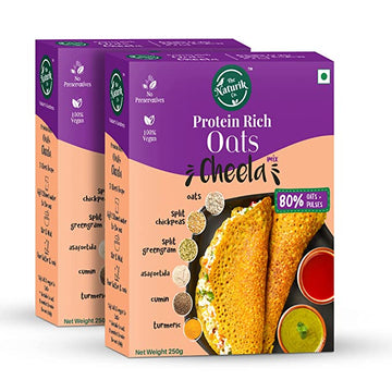 The Naturik Co Oats Cheela Mix - 250g each (Pack of 2), Ready to Cook Chilla/Dosa for Healthy Breakfast, 80% Oats and Pulses, 20% Protein, Anytime Snack for Kids and Family