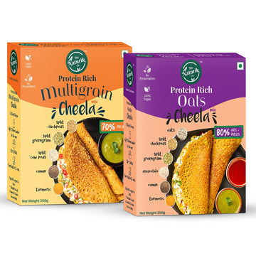 The Naturik Co Oats and Multigrain Cheela Mix Combo - 250g each (Pack of 2), Ready to Cook Chilla/Dosa for Healthy Breakfast, 20% Protein, Anytime Snack for Kids and Family
