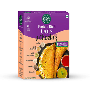 The Naturik Co Oats Cheela Mix, 250g, Ready to Cook Chilla/Dosa for Healthy Breakfast, 80% Oats and Pulses, 20% Protein, Anytime Snack for Kids and Family