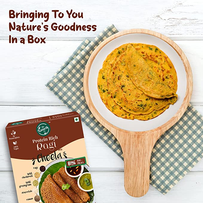 The Naturik Co Ragi (Millets) Cheela Mix, 250g, Ready to Cook Chilla/Dosa for Healthy Breakfast, 81% Ragi and Pulses, 20% Protein
