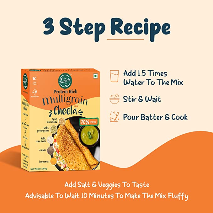 Multigrain Cheela Mix - The Naturik Co chilla mix easy 3 step recipe